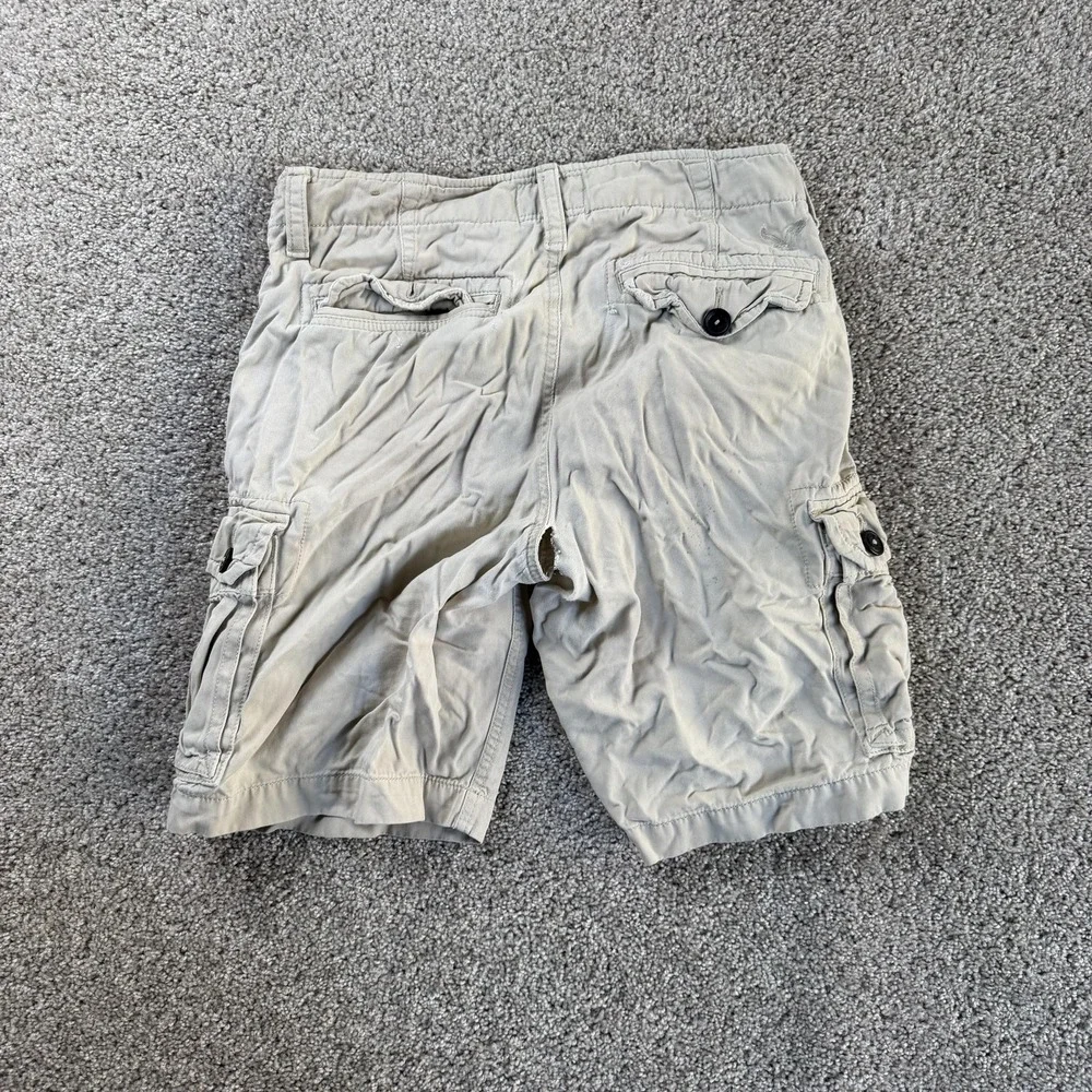 Y2K American Eagle Outfitters Baggy Cargo Shorts Mens 30 Beige Classic Casual